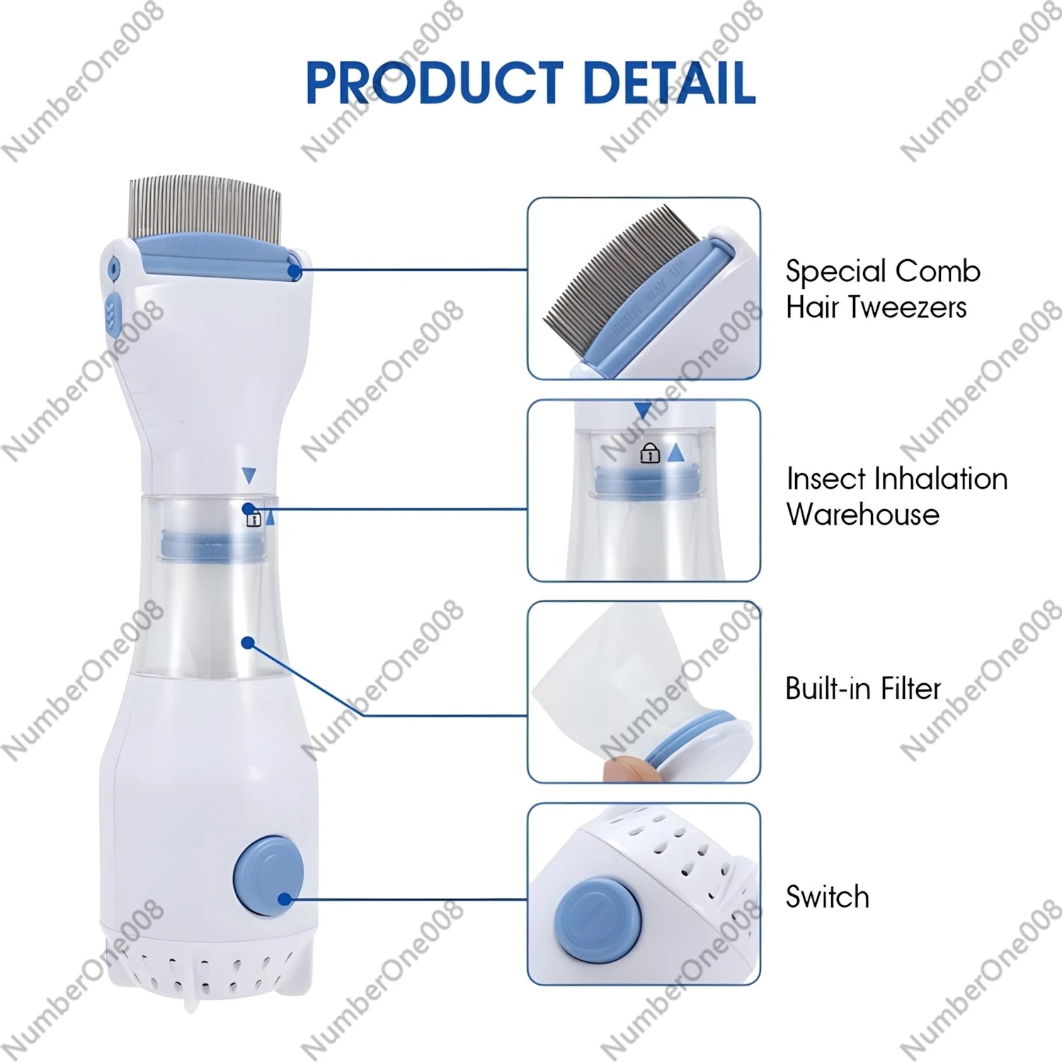 Electric Suction Flea Comb Efficient Cleaning Removing Lice Automatic Clean Comb with Dense Teeth for Dog/Cat Pet Grooming Tool