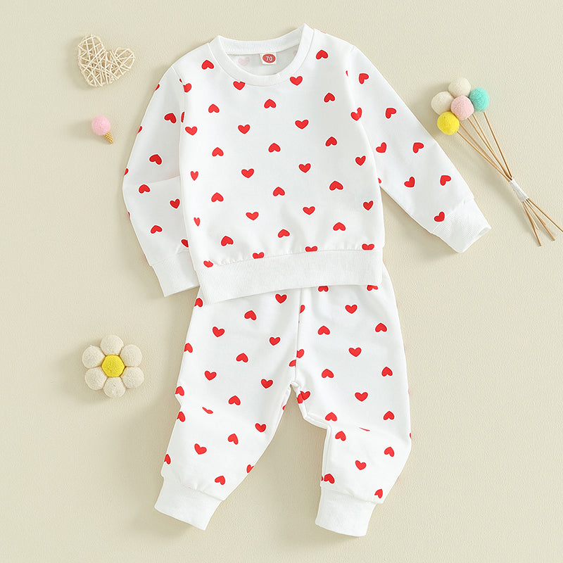 2023-11-07 Lioraitiin Baby Girl Clothes Valentine's Day Outfits Long Sleeve Ruffle Crewneck Sweatshirt Pants Infant Clothies Set