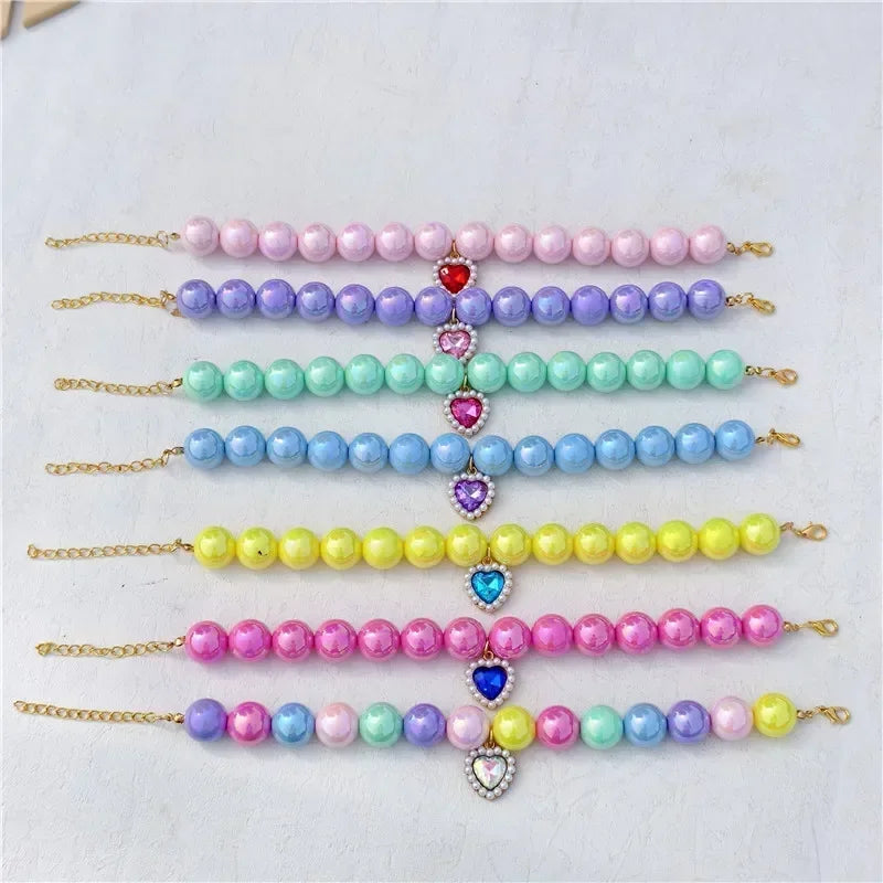 Adjustable Pet Collar Pearl Love Necklace Cat Collar Puppy Accessories Dog Chain Chihuahua Wedding Pet Jewelry Stuff