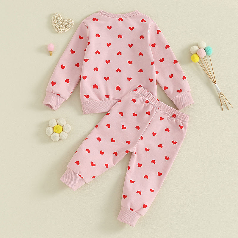 2023-11-07 Lioraitiin Baby Girl Clothes Valentine's Day Outfits Long Sleeve Ruffle Crewneck Sweatshirt Pants Infant Clothies Set