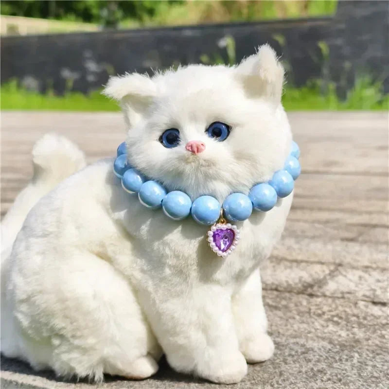 Adjustable Pet Collar Pearl Love Necklace Cat Collar Puppy Accessories Dog Chain Chihuahua Wedding Pet Jewelry Stuff