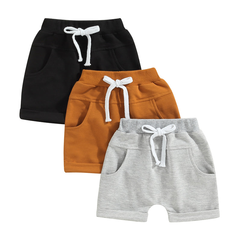 2023-01-03 Lioraitiin 0-3years Toddler Kids Boys 3Pcs Short Trousers Casual Party Street Spring Summer Solid Drawstring Pants