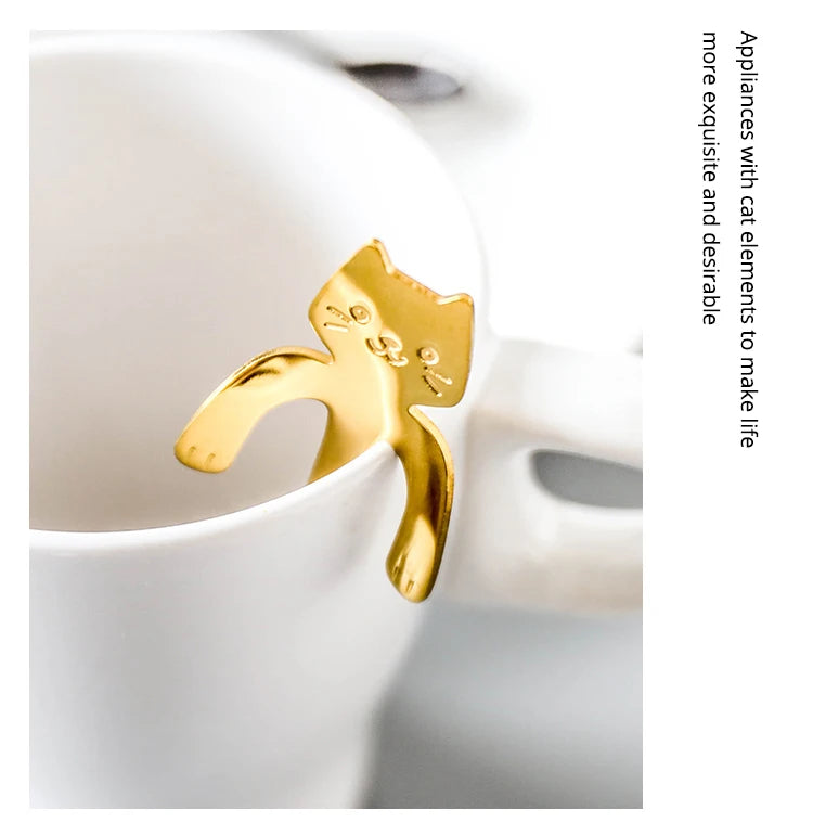 4pcs/set Stainless Steel Mini Cat Kitten Design Coffee/Tea/Dessert Spoon Set