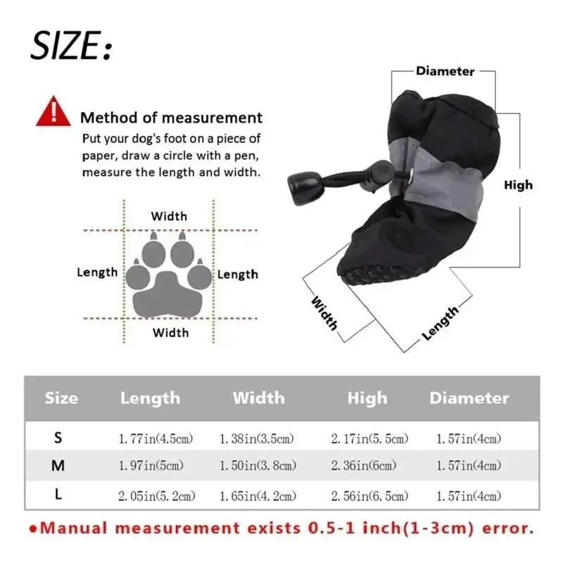 New 4pcs Waterproof Pet Dog Shoes Anti-slip Rain Snow Boot Thick Warm For Small Cats Dogs Puppy Socks Booties
