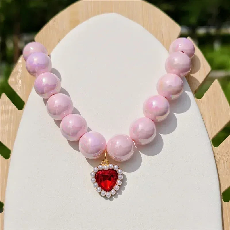 Adjustable Pet Collar Pearl Love Necklace Cat Collar Puppy Accessories Dog Chain Chihuahua Wedding Pet Jewelry Stuff