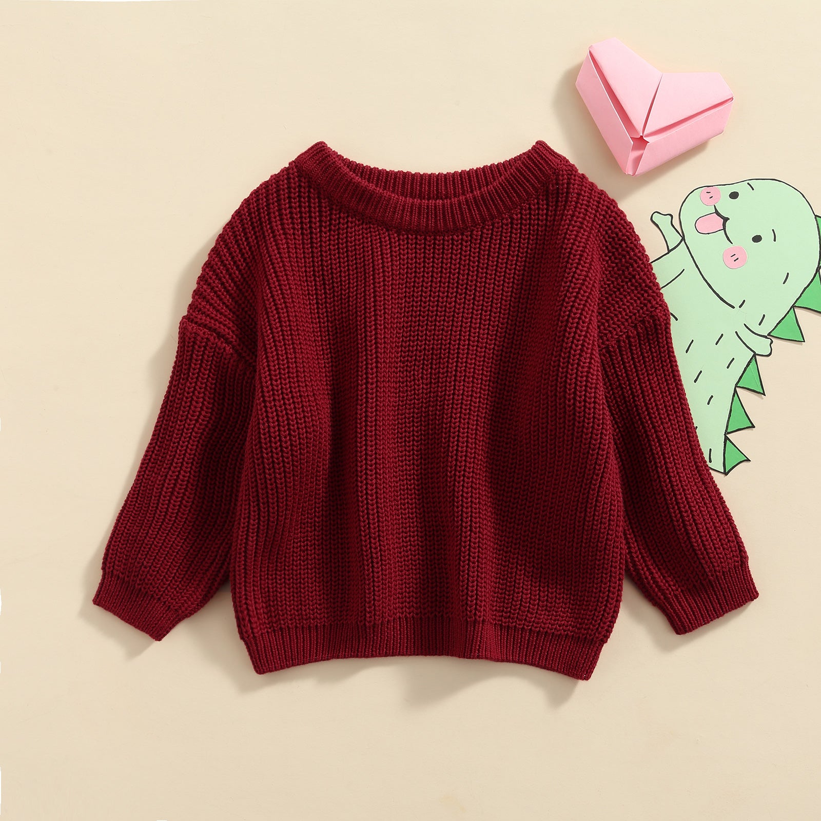 Lioraitiin 0-5Years Toddler Baby Round Neck Sweaters, Winter Warm Long Sleeve Candy Color Knit Pullovers
