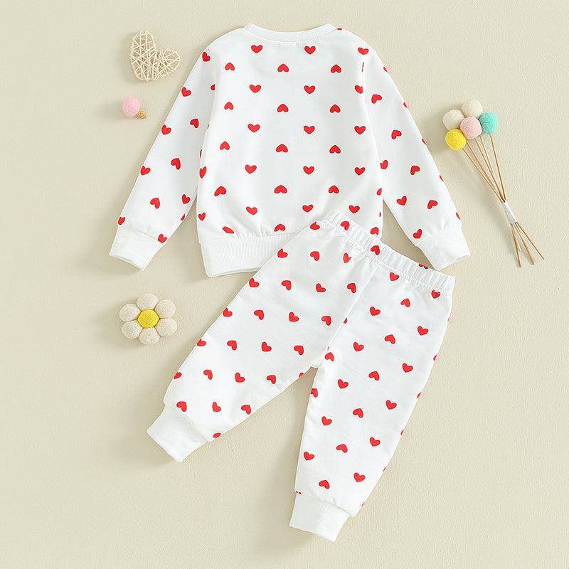 2023-11-07 Lioraitiin Baby Girl Clothes Valentine's Day Outfits Long Sleeve Ruffle Crewneck Sweatshirt Pants Infant Clothies Set