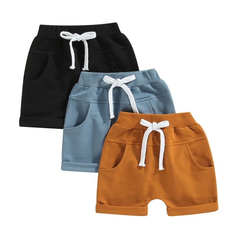 2023-01-03 Lioraitiin 0-3years Toddler Kids Boys 3Pcs Short Trousers Casual Party Street Spring Summer Solid Drawstring Pants