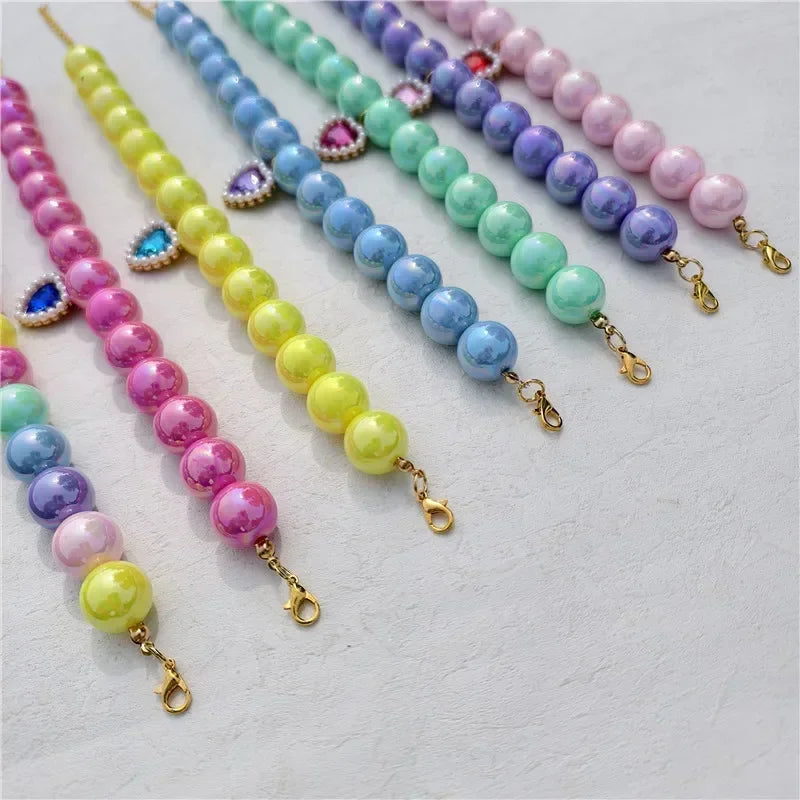 Adjustable Pet Collar Pearl Love Necklace Cat Collar Puppy Accessories Dog Chain Chihuahua Wedding Pet Jewelry Stuff