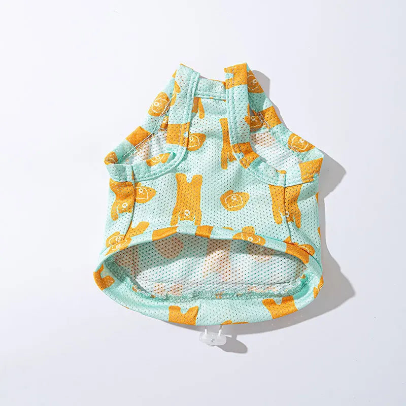 Dog Clothes with Hat Pet Vest Set Striped Dog T Shirt Cute Kitten Puppy Costume Chihuahua Bichon Girls Cooling Clothing Buckle