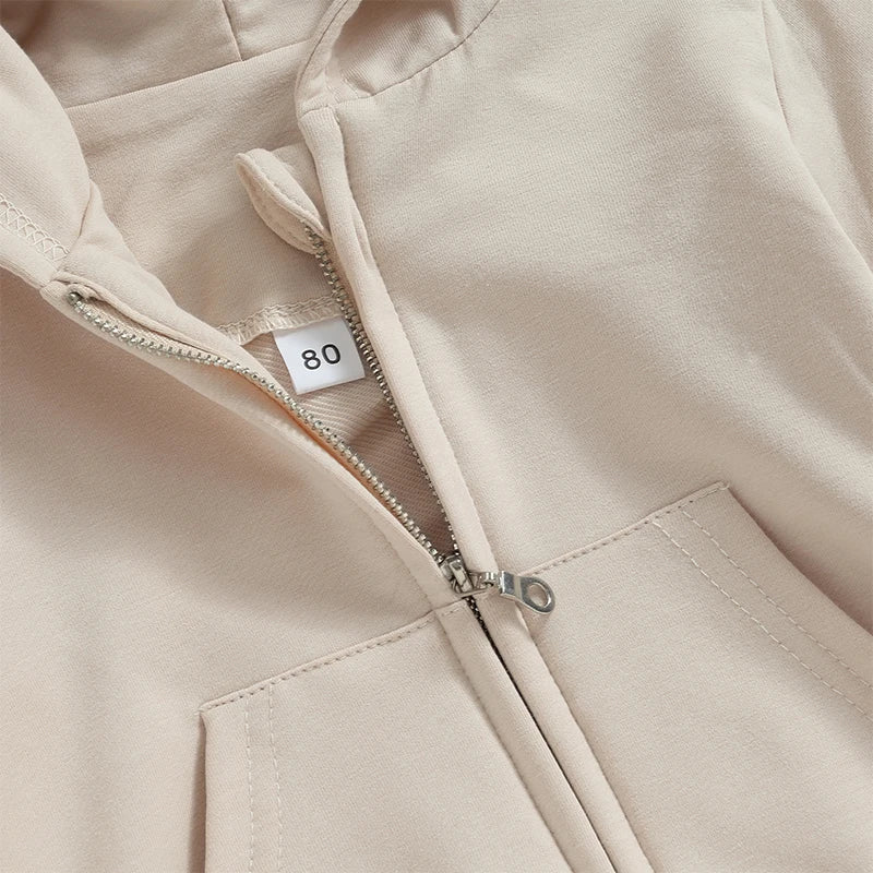 2023-06-22 Lioraitiin 0-5Years Toddler Boys Girls Hoodies Jacket Solid Zip Up Hooded Long Sleeve Kids Coat Fall Winter Outerwear