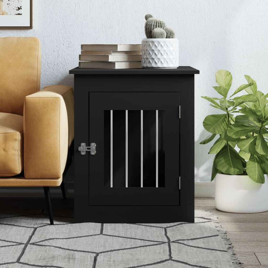NNEVL Dog Crate Furniture Black 55x75x65 cm Engineered Wood