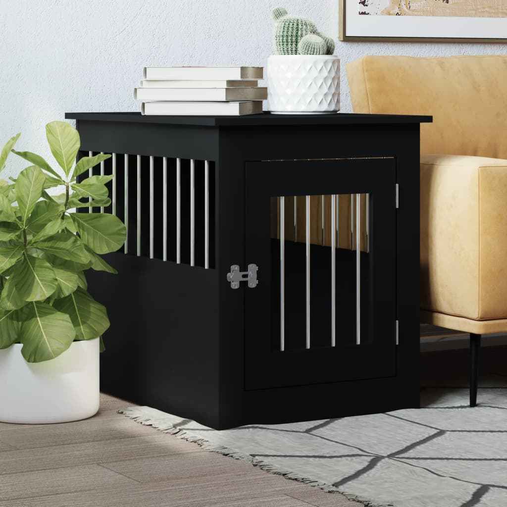 NNEVL Dog Crate Furniture Black 55x75x65 cm Engineered Wood