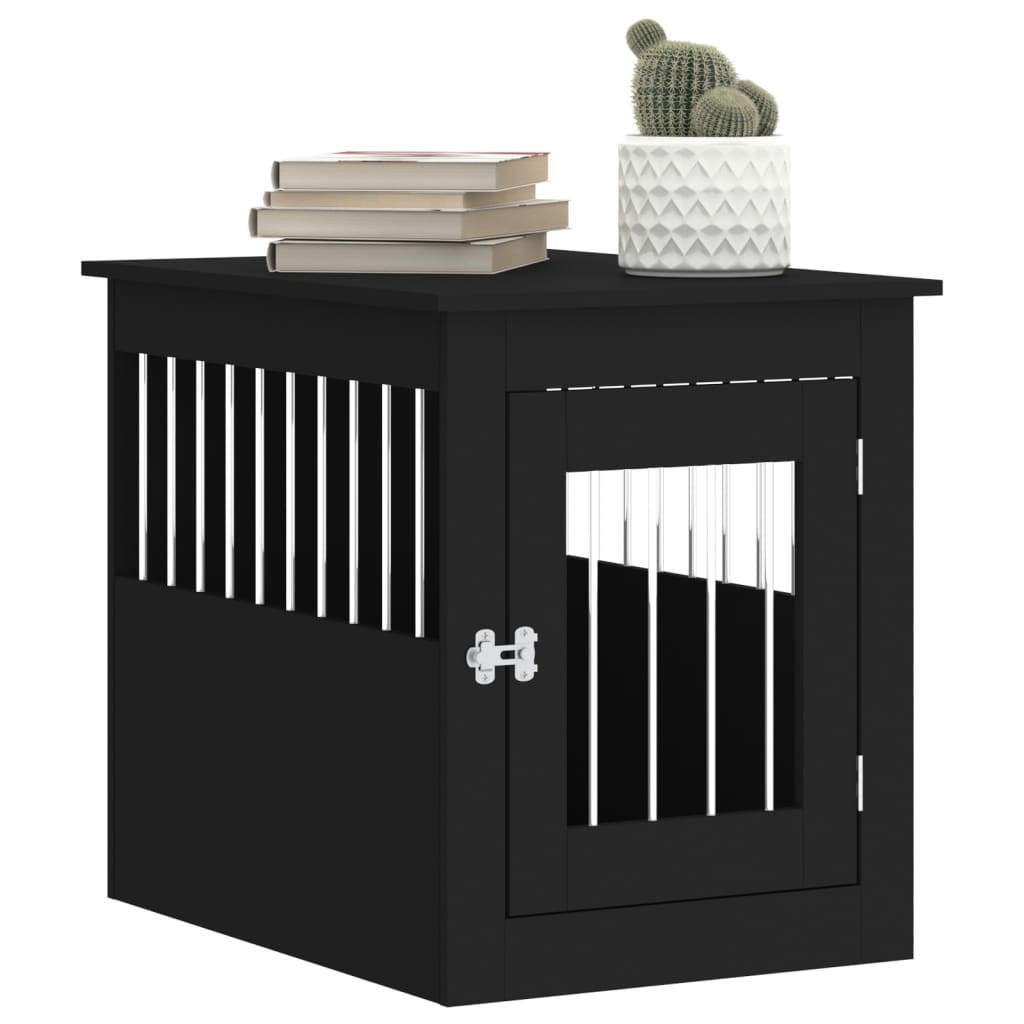 NNEVL Dog Crate Furniture Black 55x75x65 cm Engineered Wood