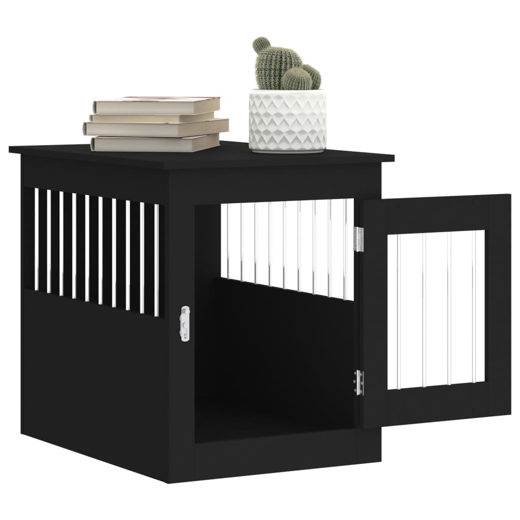 NNEVL Dog Crate Furniture Black 55x75x65 cm Engineered Wood