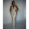 Silver Rhinestone Sexy Sequined Banquet Dress Sheath
